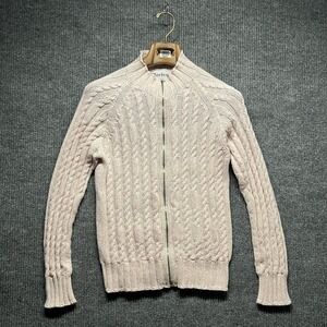 Harley of Scotland Sweater Womens Sweater Large Pink Cable Knit Long Sleeve Mock